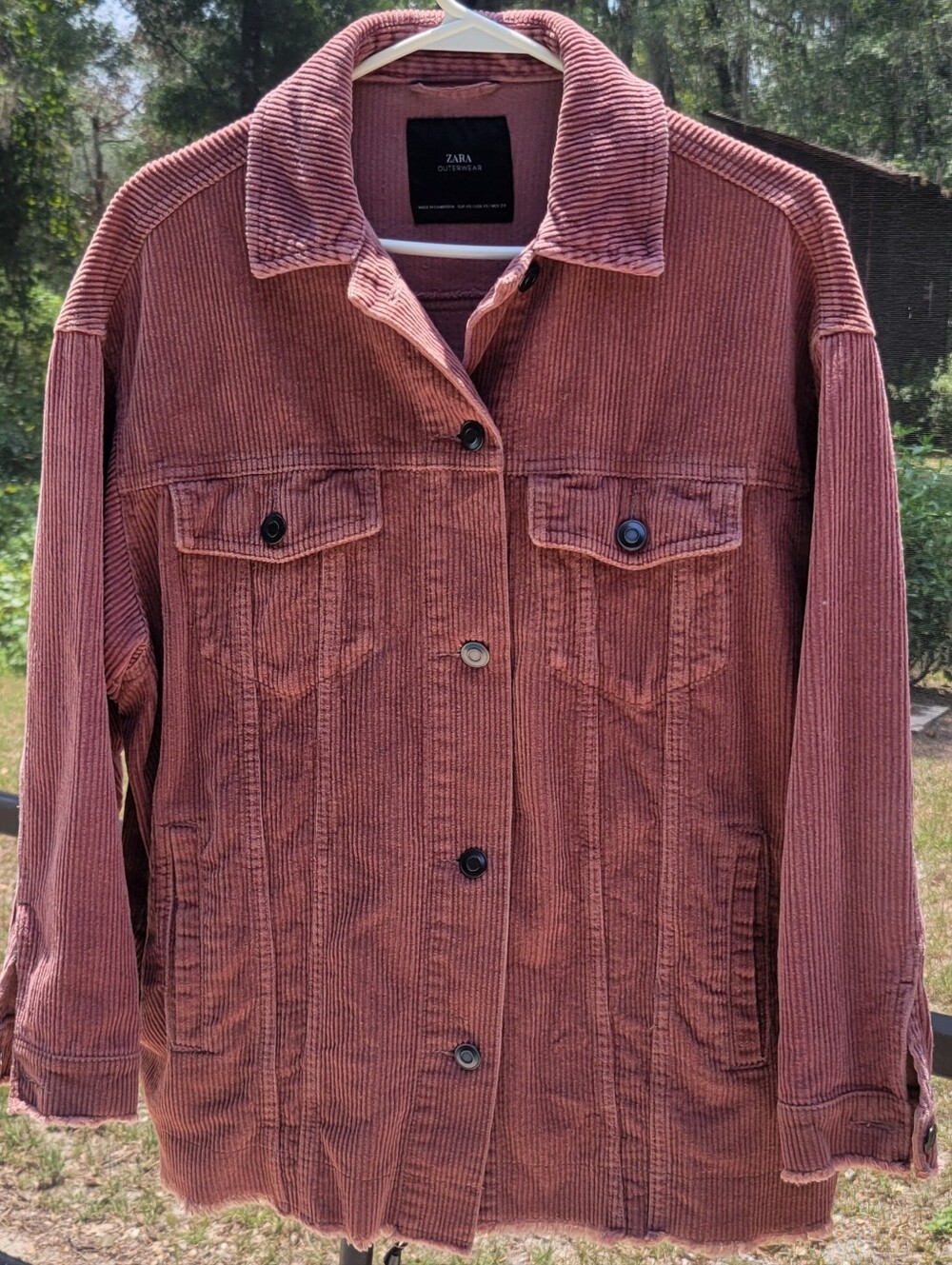 Zara Outerwear Corduroy Jacket Shacket Dusty Rose Pink XS 100% Cotton Oversized